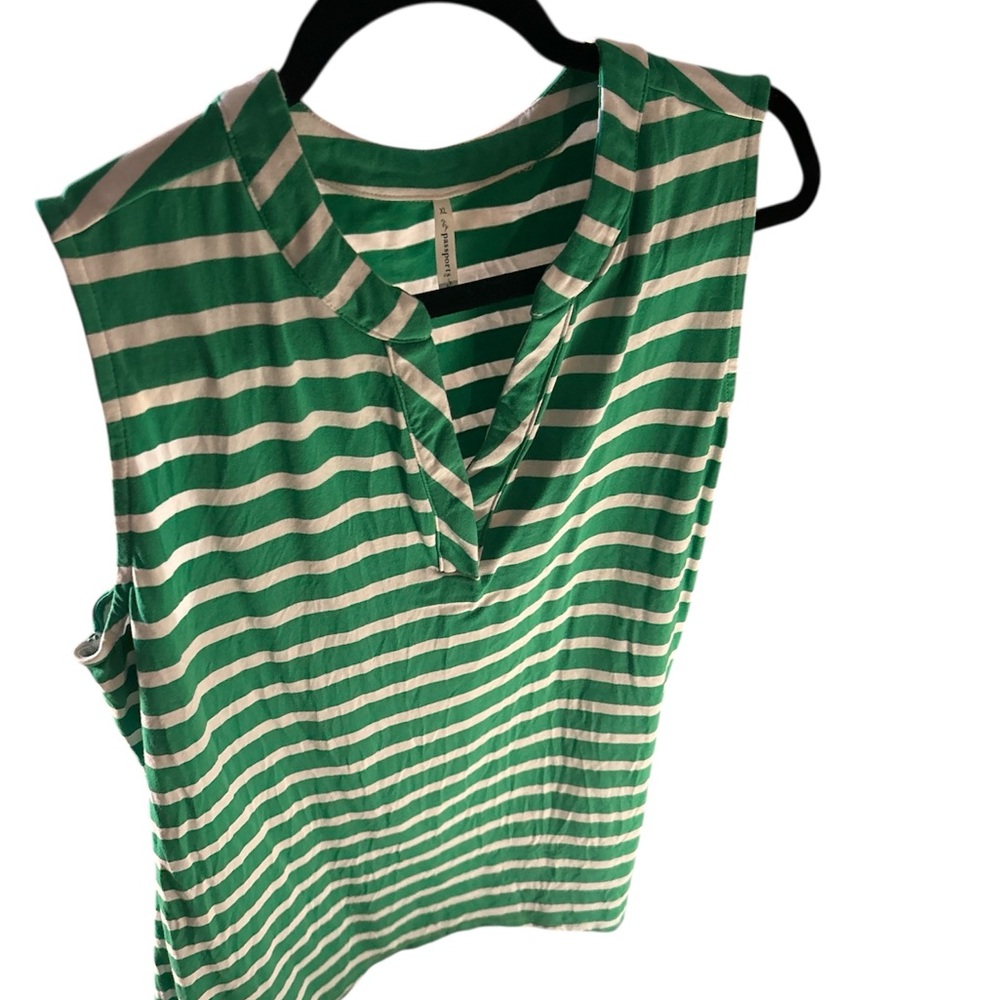 Green Striped Sleeveless Top